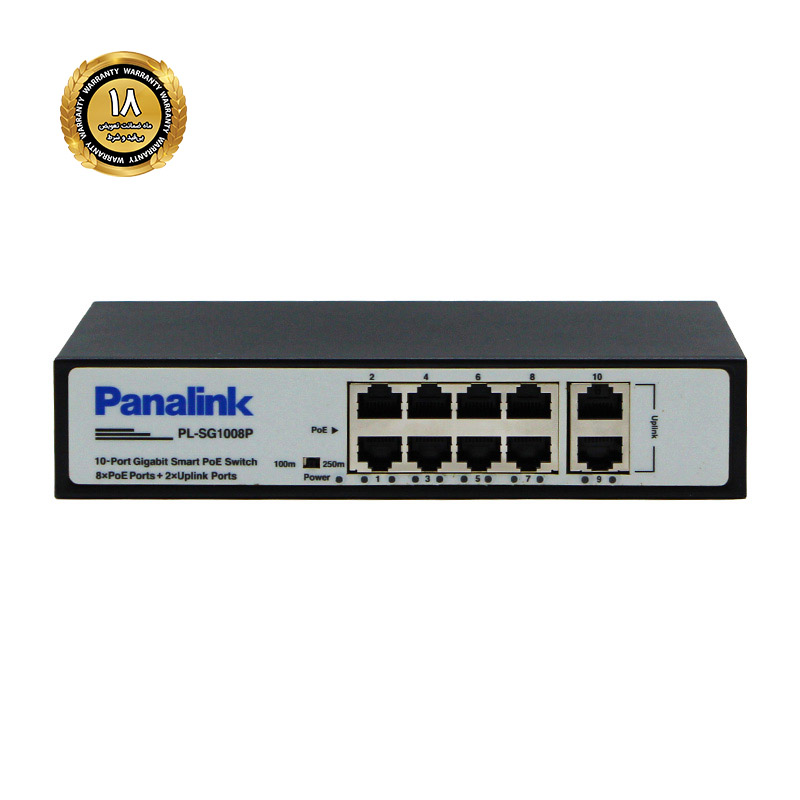 سوئیچ 8 پورت PoE گیگ پانالینک مدل PL-SG1008P