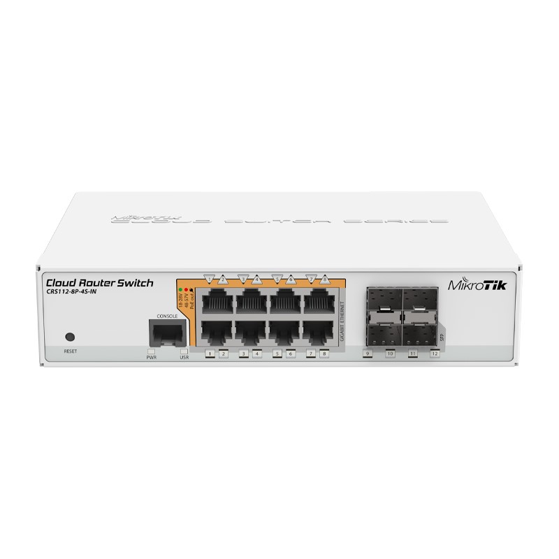 سوئیچ شبکه هوشمند 8 پورت میکروتیک مدل CRS112-8P-4S-IN