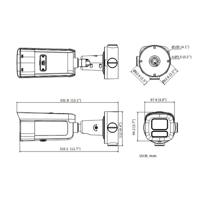 ابعاد دوربین مداربسته هایک ویژن DS-2CD2683G2-LIZS2U