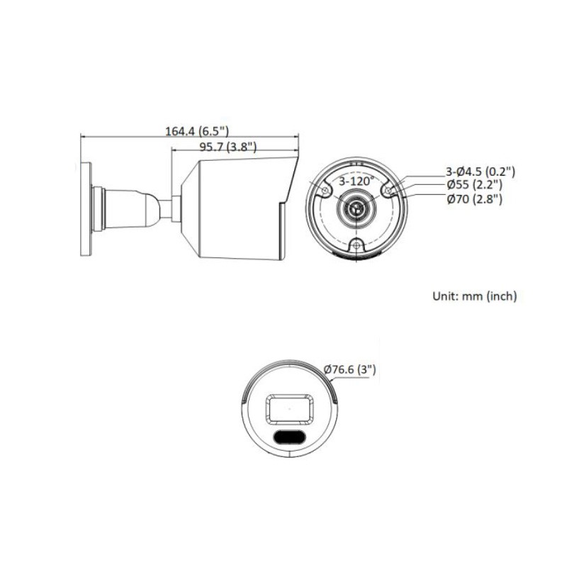 ابعاد دوربین مداربسته هایک ویژن مدل DS-2CD1067G2-L