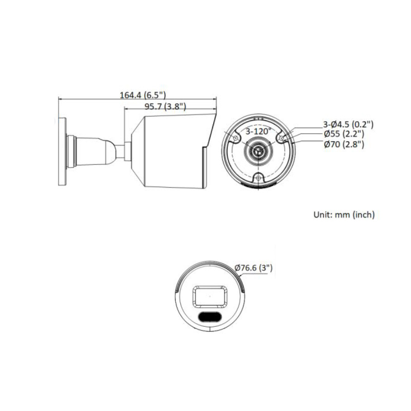 ابعاد دوربین مداربسته هایک ویژن مدل DS-2CD1067G2-L