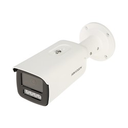 دوربین مداربسته هایک ویژن DS-2CD2T63G2-4LI از نمای بالا و روبرو دیده می‌شود