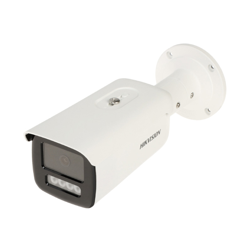 دوربین مداربسته هایک ویژن DS-2CD2T63G2-4LI از نمای بالا و روبرو دیده می‌شود