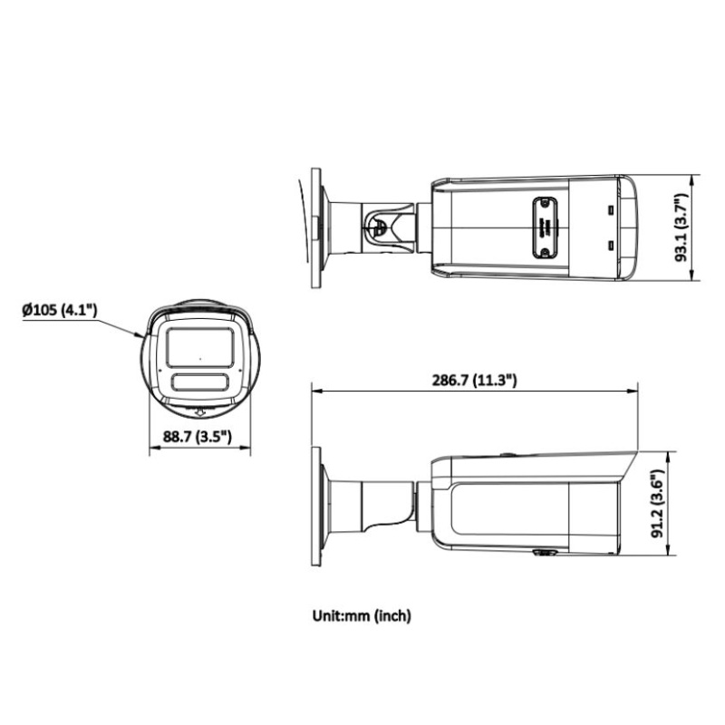 ابعاد دوربین هایک ویژن DS-2CD2T63G2-4LI