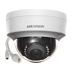 نمای روبروی دوربین تحت شبکه هایک ویژن DS-2CD1143G0-I با کابل‌های آن