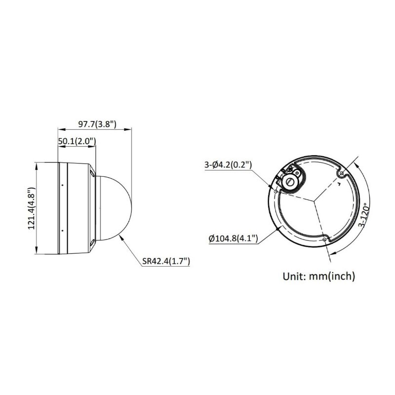 ابعاد دوربین مداربسته هایک ویژن DS-2CD1143G2-LIUF