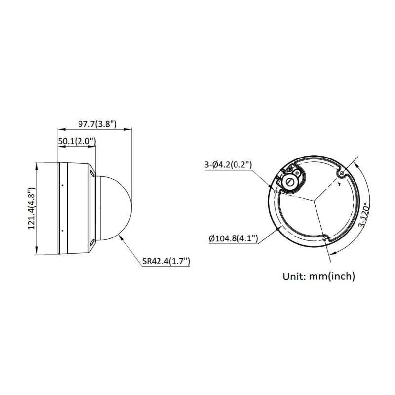 ابعاد دوربین هایک ویژن DS-2CD1163G2-LIU