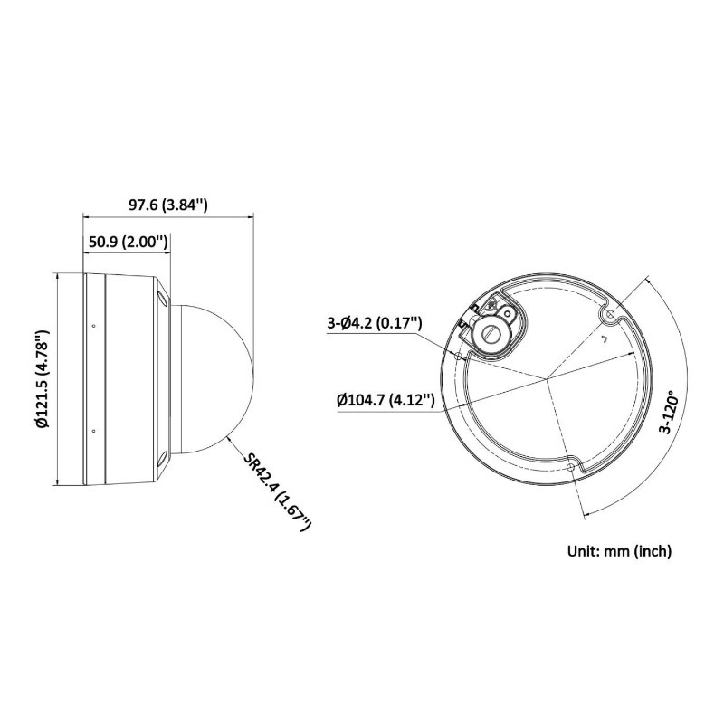 ابعاد دوربین تحت شبکه هایک ویژن DS-2CD1147G2H-LIU