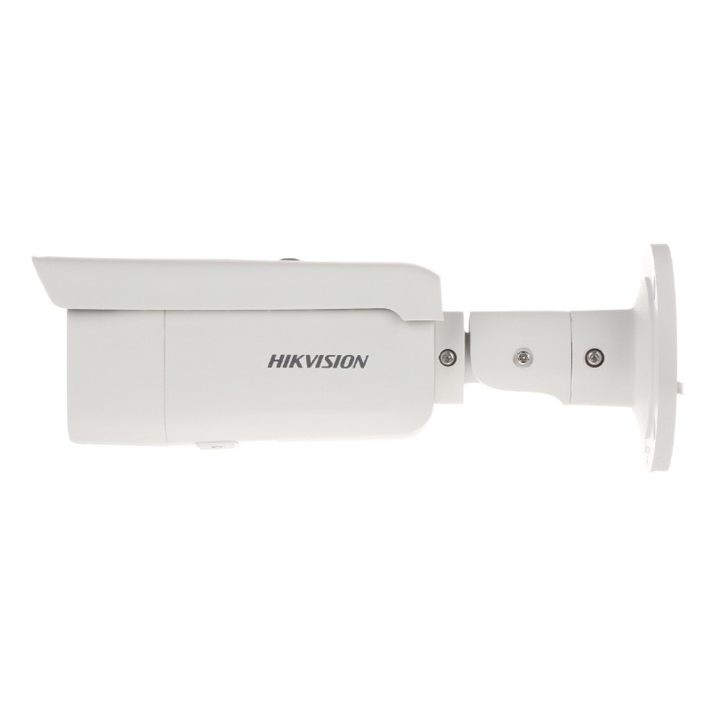 دوربین مداربسته هایک ویژن DS-2CD2T46G2-4I به سمت چپ قرار گرفته و از کنار دیده می شود