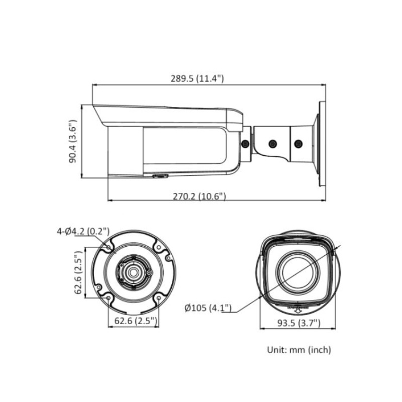 ابعاد دوربین تحت شبکه هایک ویژن مدل DS-2CD2T46G2-4I