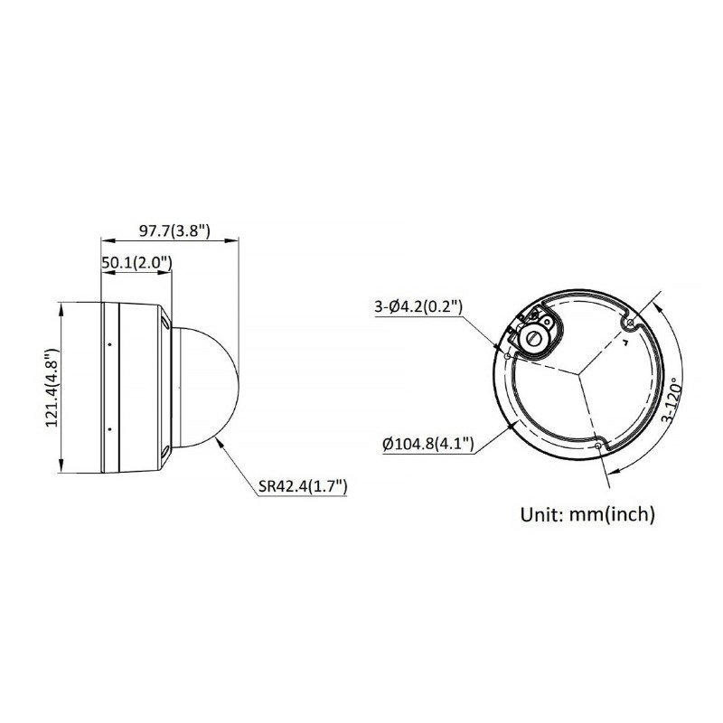 ابعاد دوربین مداربسته هایک ویژن DS-2CD2163G2-LIS2U