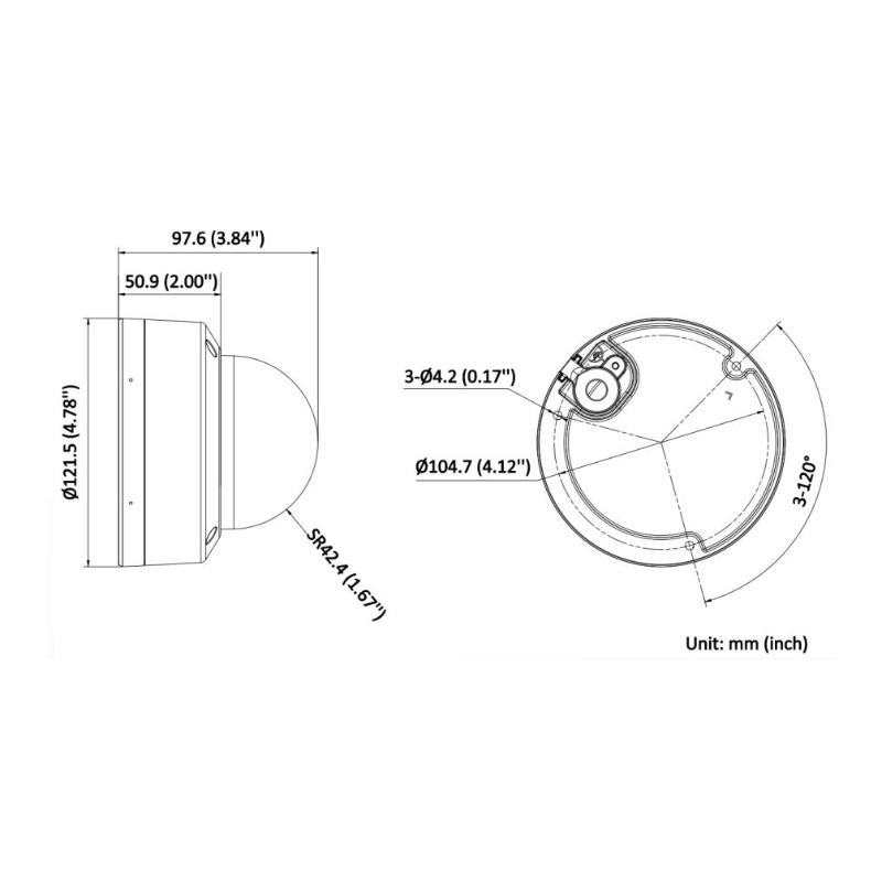 ابعاد دوربین مداربسته هایک ویژن DS-2CD2183G2-LIS2U