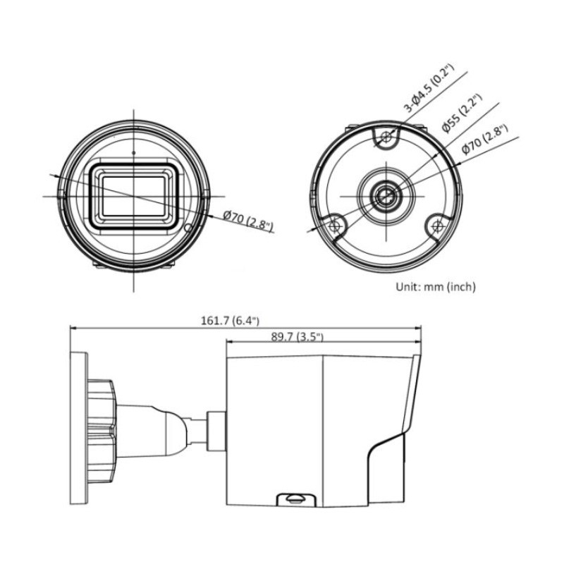 ابعاد دوربین مداربسته هایک ویژن مدل DS-2CD2086G2-I