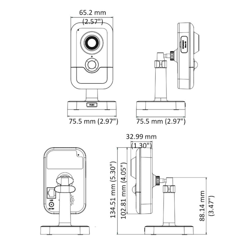 ابعاد دوربین مداربسته هایک ویژن DS-2CD2443G0-IW