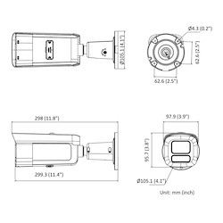 ابعاد دوربین مداربسته هایک ویژن مدل DS-2CD2687G2HT-LIZS