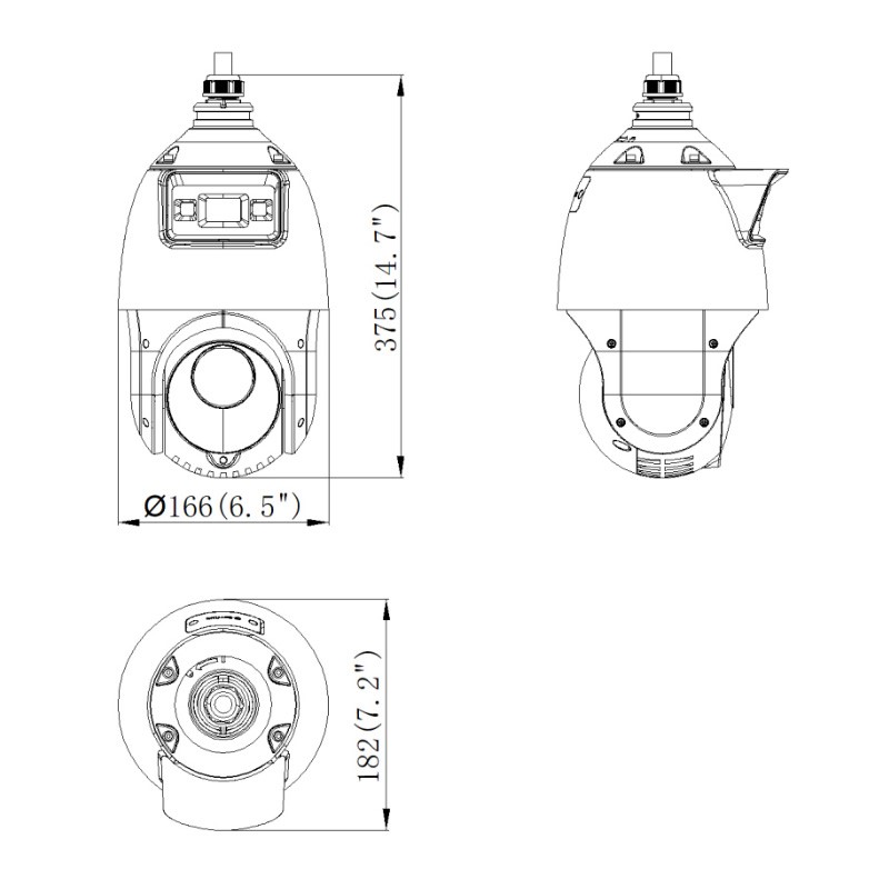 ابعاد دوربین مداربسته هایک ویژن مدل DS-2SE4C425MWG-E (14F0)