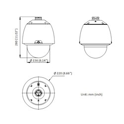 ابعاد دوربین مداربسته هایک ویژن DS-2DE5232W-AE(T5)