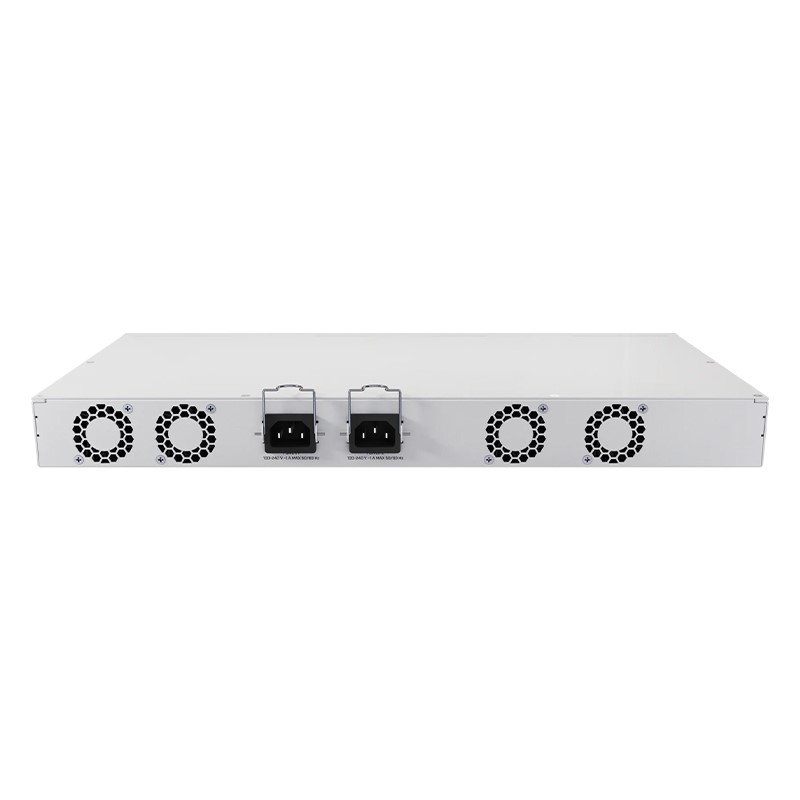 نمای پشت سوئیچ شبکه 18 پورت میکروتیک مدل CRS418-8P-8G-2S-RM