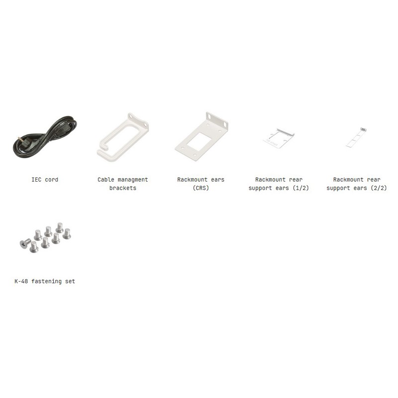 محتویات جعبه سوئیچ شبکه 54 پورت میکروتیک مدل CRS354-48P-4S-2Q-RM