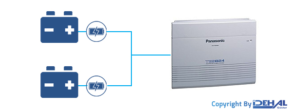  <p>در زمان قطعی برق، شما می‌توانید برق مورد نیاز سانترال را از طریق اتصال باطری پشتیبان یا بکاپ تامین کنید تا تلفن‌های مجموعه و سیستم ارتباطی شما از کار نیفتد. برای راه‌اندازی این ویژگی، باید از دو باتری 12 ولت استفاده شود که در واقع مانند <strong>UPS</strong> عمل می‌کنند..</p> 