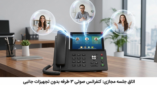 اتاق جلسه همراه با کنفرانس صوتی ۳ طرفه بدون نیاز به تجهیزات جانبی
